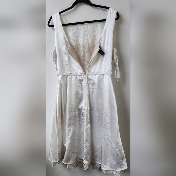 White House Black Market Lace Fit and Flare Dress Cream Champagne Tan Size 14 - Picture 9 of 14